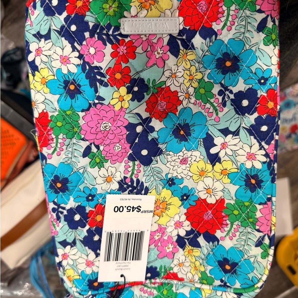 Vera Bradley Floral lunchbox in Blue, Pink, Red, Yellow, Green